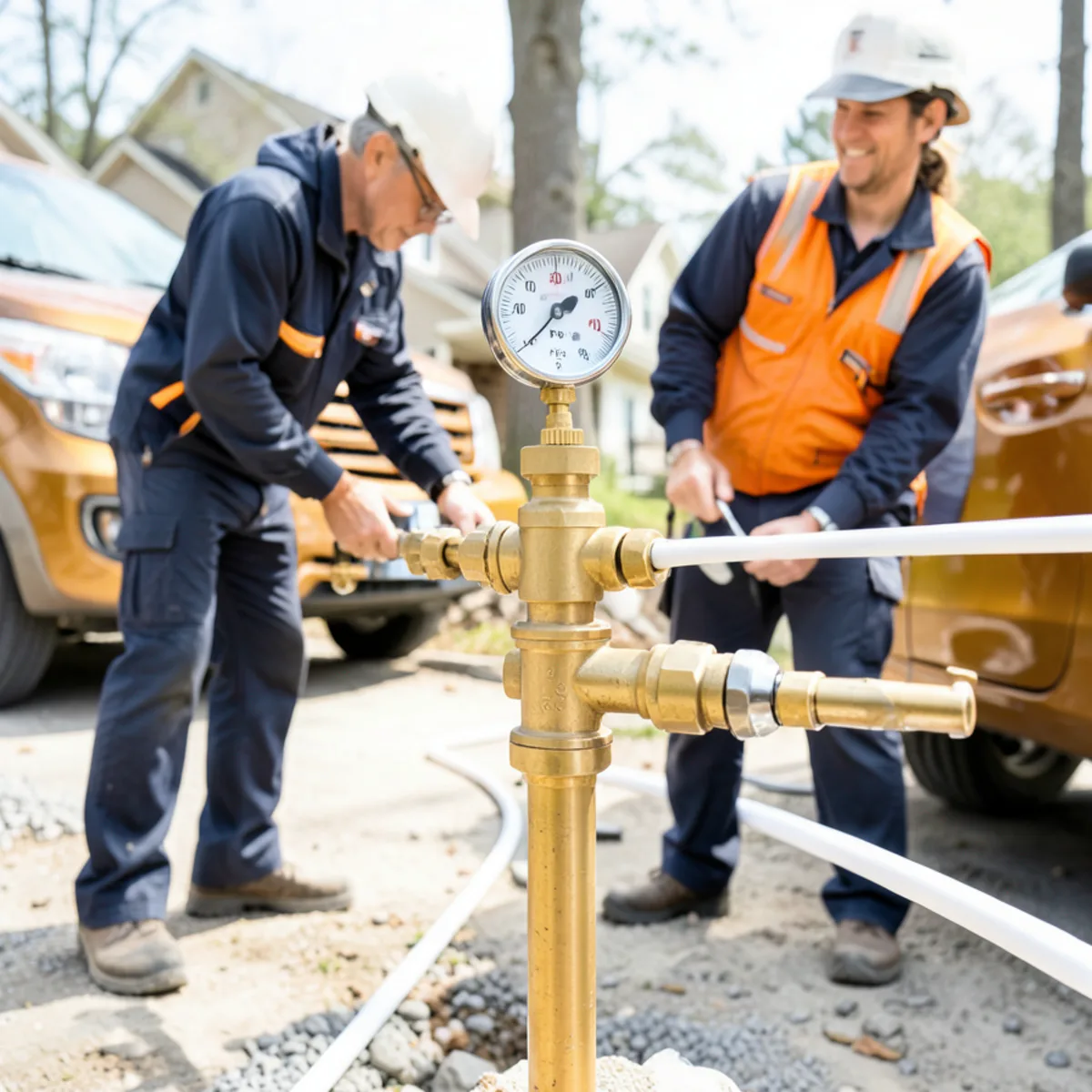 Plumbing line pressure test gauge