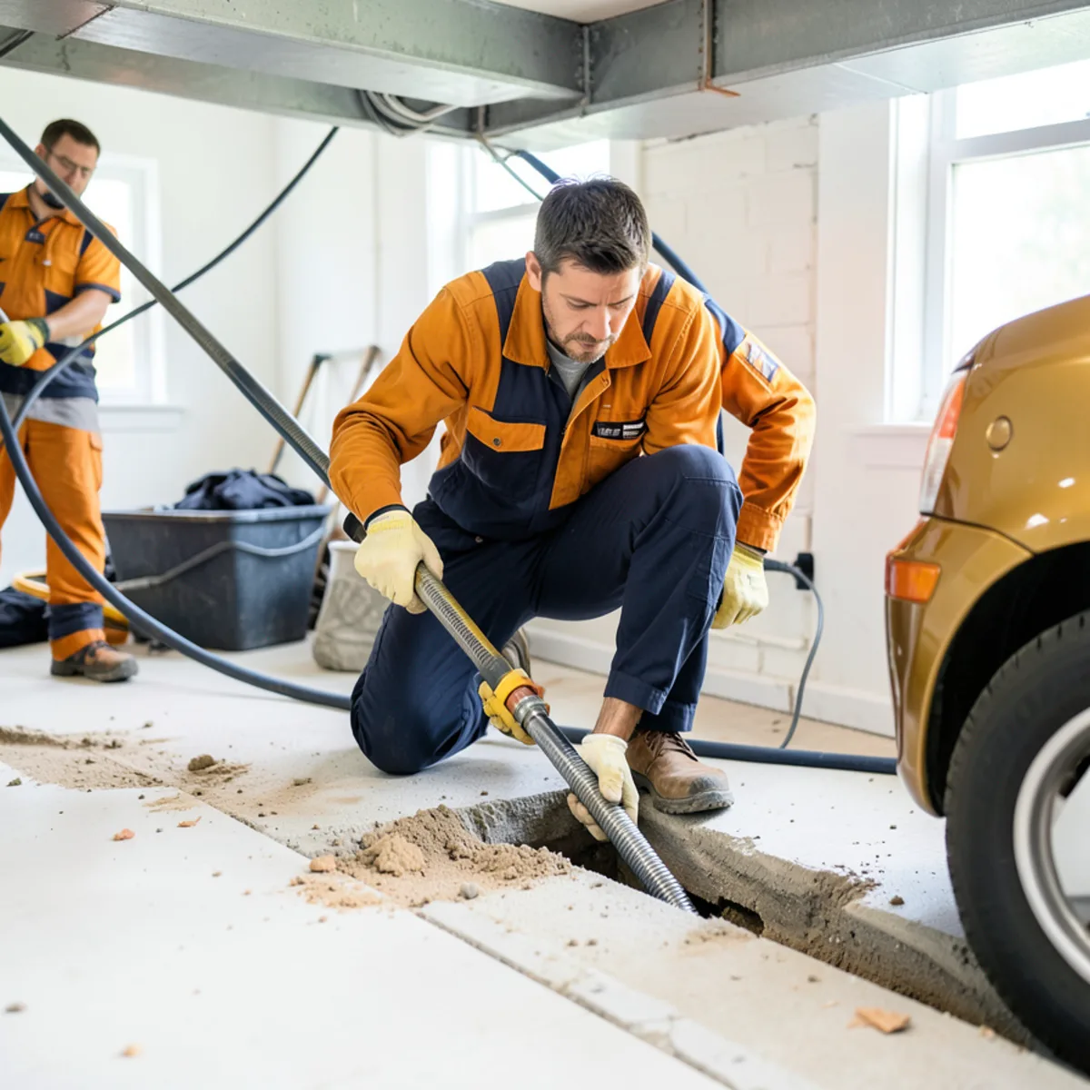Snaking residential sewer cleanout in East Hartford