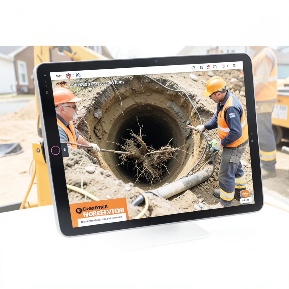 Inspection monitor showing clay sewer lateral in West Hartford
